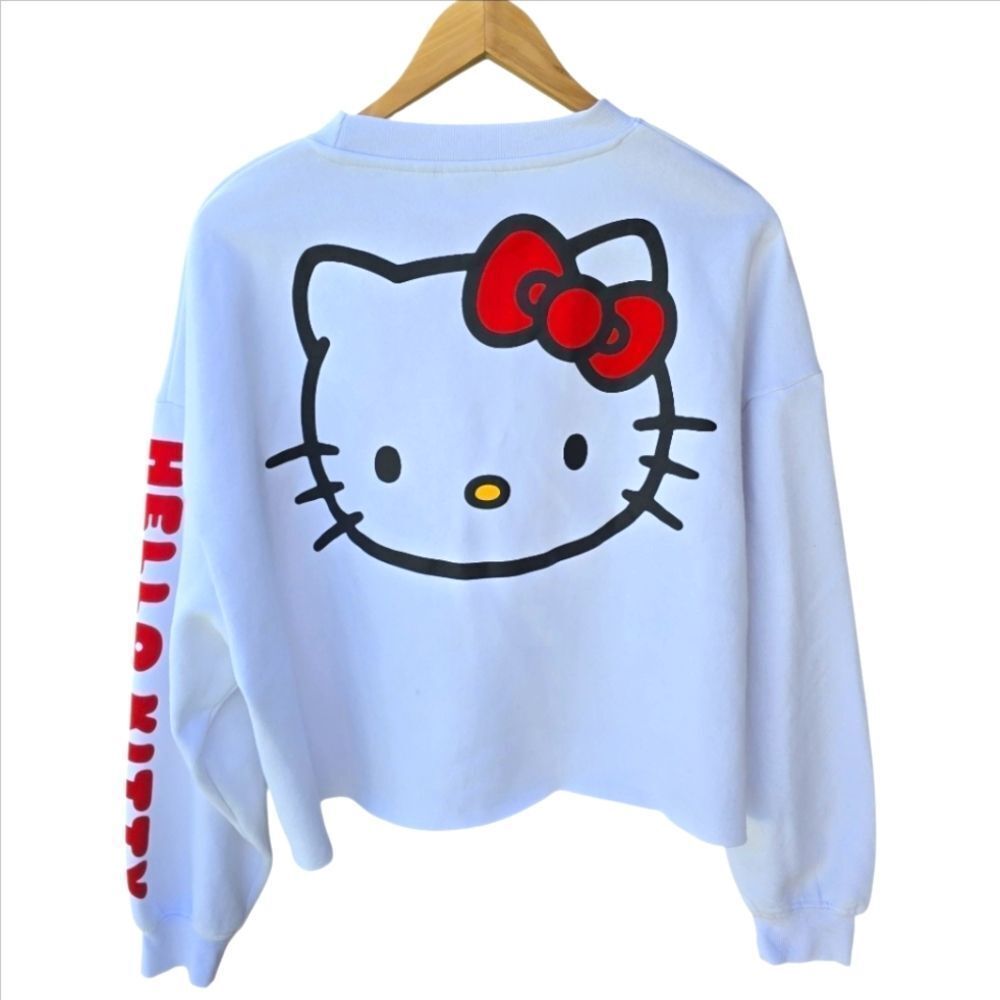 Hello Kitty White Cropped Crewneck Sweatshirt - Size M - Picture 2 of 8